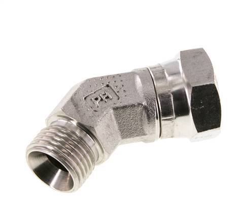45° Winkelverschraubung G1/2'' Innengewinde x Außengewinde Hochdruck-Edelstahl 60° Konus 300bar (4215.0psi) Hydraulisch