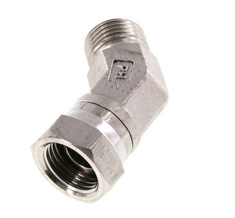 45° Winkelverschraubung G1/2'' Innengewinde x Außengewinde Hochdruck-Edelstahl 60° Konus 300bar (4215.0psi) Hydraulisch