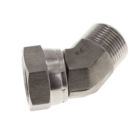 45 Grad abgewinkeltes Fitting G1'' Innengewinde x Außengewinde Hochdruck Edelstahl 60° Konus 150bar (2107.5psi) Hydraulisch