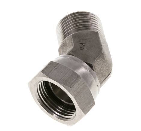 45 Grad abgewinkeltes Fitting G1'' Innengewinde x Außengewinde Hochdruck Edelstahl 60° Konus 150bar (2107.5psi) Hydraulisch
