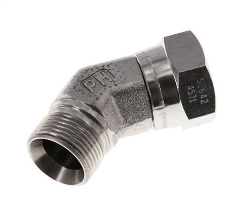45 Grad abgewinkeltes Fitting G3/4'' Innengewinde x Außengewinde Hochdruck Edelstahl 60° Konus 175bar (2458.75psi) Hydraulisch