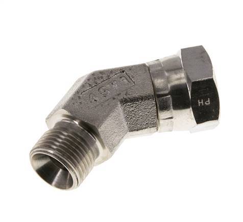 45 Grad abgewinkeltes Anschlussstück G3/8'' Innengewinde x Außengewinde Hochdruck-Edelstahl 60° Konus 325bar (4566.25psi) Hydraulik