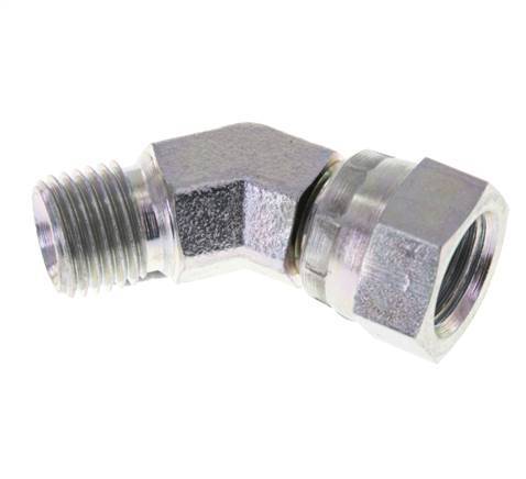 45° abgewinkeltes Fitting G1/4'' Innengewinde x Außengewinde Hochdruck Stahl 60° Konus 350bar (4917.5psi) Hydraulisch