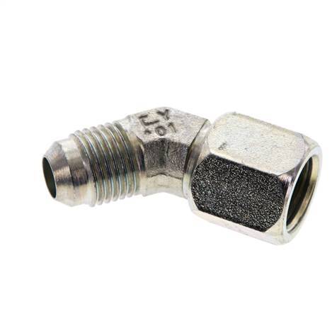 45° JIC-Winkelverschraubung UNF 9/16''-18 Außengewinde x Innengewinde Stahl 275bar (3863.75psi)