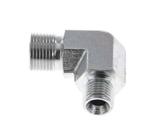 90 Grad abgewinkelte Reduzierverschraubung G1/4'' x G3/8'' Hochdruckstahl 60° Konus 325bar (4566.25psi) Hydraulik