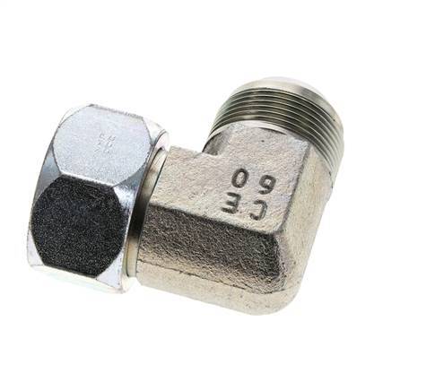 90Grad JIC-Winkelverschraubung UN 1-5/8''-12 Außengewinde x Innengewinde Stahl 140bar (1967.0psi)