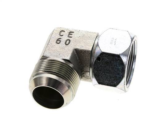 90Grad JIC-Winkelverschraubung UN 1-5/8''-12 Außengewinde x Innengewinde Stahl 140bar (1967.0psi)