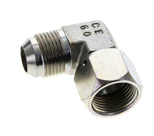 90Grad JIC-Winkelverschraubung UN 1-1/16''-12 Außengewinde x Innengewinde Stahl 210bar (2950,5psi)