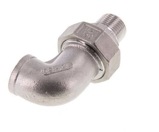 90deg Angled Connector 1/2'' Male R x Female Rp Stainless Steel Conical Seal 16bar (224.8psi)