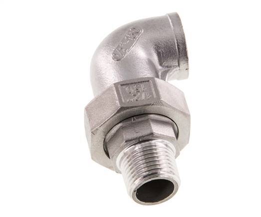 90 Grad abgewinkelter Anschluss 1/2'' Außengewinde R x Innengewinde Rp Edelstahl konische Dichtung 16bar (224.8psi)