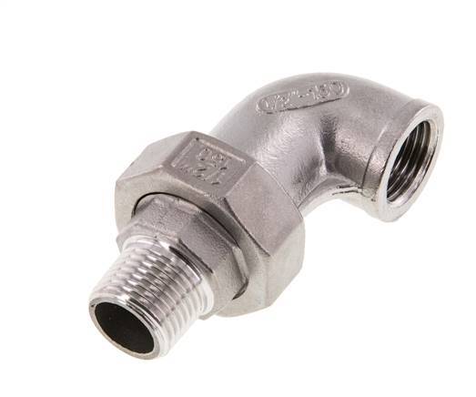 90 Grad abgewinkelter Anschluss 1/2'' Außengewinde R x Innengewinde Rp Edelstahl konische Dichtung 16bar (224.8psi)