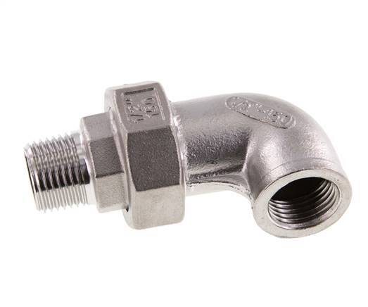 90 Grad abgewinkelter Anschluss 1/2'' Außengewinde R x Innengewinde Rp Edelstahl konische Dichtung 16bar (224.8psi)