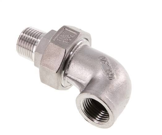 90 Grad abgewinkelter Anschluss 1/2'' Außengewinde R x Innengewinde Rp Edelstahl konische Dichtung 16bar (224.8psi)