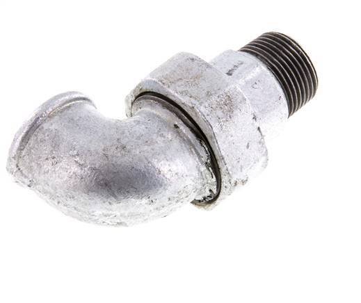 90 Grad abgewinkeltes Verbindungsstück 1'' Außengewinde R x Innengewinde Rp Gusseisen konische Dichtung 25bar (351.25psi)
