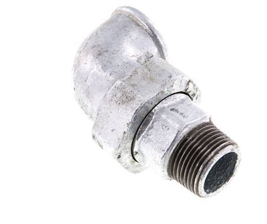 90 Grad abgewinkeltes Verbindungsstück 1'' Außengewinde R x Innengewinde Rp Gusseisen konische Dichtung 25bar (351.25psi)