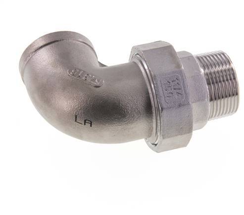 90 Grad abgewinkeltes Verbindungsstück 1 1/4'' Außengewinde R x Innengewinde Rp Edelstahl konische Dichtung 16bar (224.8psi)