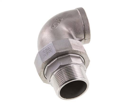 90 Grad abgewinkeltes Verbindungsstück 1 1/4'' Außengewinde R x Innengewinde Rp Edelstahl konische Dichtung 16bar (224.8psi)