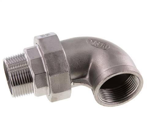 90 Grad abgewinkeltes Verbindungsstück 1 1/4'' Außengewinde R x Innengewinde Rp Edelstahl konische Dichtung 16bar (224.8psi)
