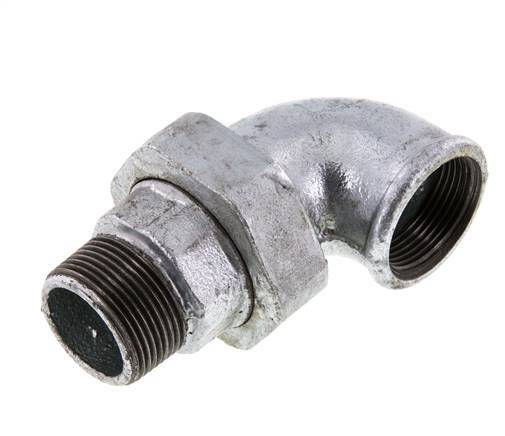 90 Grad abgewinkeltes Verbindungsstück 1 1/4'' männlich R x weiblich Rp Gusseisen konische Dichtung 25bar (351.25psi)