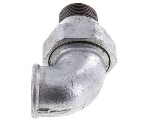 90 Grad abgewinkeltes Verbindungsstück 1 1/4'' männlich R x weiblich Rp Gusseisen konische Dichtung 25bar (351.25psi)