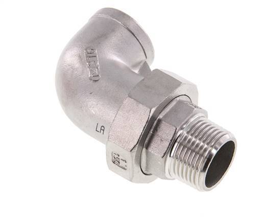 90 Grad abgewinkeltes Verbindungsstück 1'' Male R x Female Rp Edelstahl konische Dichtung 16bar (224.8psi)
