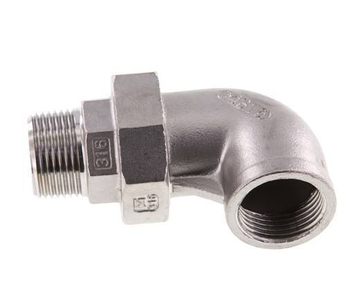 90 Grad abgewinkeltes Verbindungsstück 1'' Male R x Female Rp Edelstahl konische Dichtung 16bar (224.8psi)