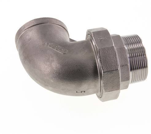 90 Grad abgewinkeltes Verbindungsstück 2'' Male R x Female Rp Edelstahl konische Dichtung 16bar (224.8psi)