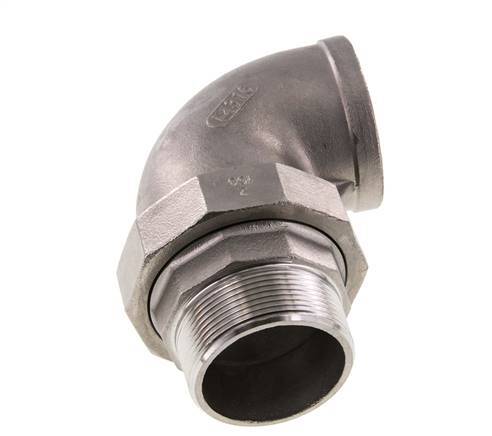 90 Grad abgewinkeltes Verbindungsstück 2'' Male R x Female Rp Edelstahl konische Dichtung 16bar (224.8psi)