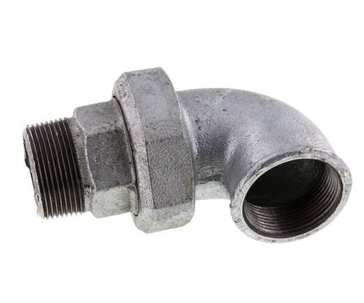 90 Grad abgewinkeltes Verbindungsstück 1 1/2'' Männlich R x Weiblich Rp Gusseisen Konische Dichtung 25bar (351.25psi)