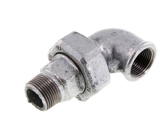 90 Grad abgewinkelter Anschluss 3/4'' Außengewinde R x Innengewinde Rp Gusseisen Konische Dichtung 25bar (351.25psi)