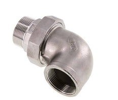 90 Grad abgewinkeltes Verbindungsstück 1 1/2'' Außengewinde R x Innengewinde Rp Edelstahl konische Dichtung 16bar (224.8psi)