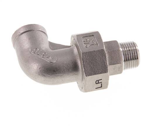 90 Grad abgewinkeltes Verbindungsstück 3/8'' Außengewinde R x Innengewinde Rp Edelstahl konische Dichtung 16bar (224.8psi)