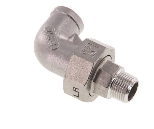 90 Grad abgewinkeltes Verbindungsstück 3/8'' Außengewinde R x Innengewinde Rp Edelstahl konische Dichtung 16bar (224.8psi)