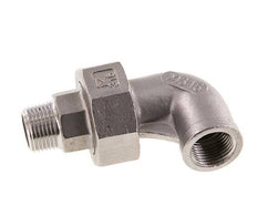 90 Grad abgewinkeltes Verbindungsstück 3/8'' Außengewinde R x Innengewinde Rp Edelstahl konische Dichtung 16bar (224.8psi)