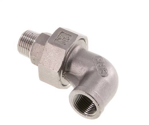 90 Grad abgewinkeltes Verbindungsstück 3/8'' Außengewinde R x Innengewinde Rp Edelstahl konische Dichtung 16bar (224.8psi)