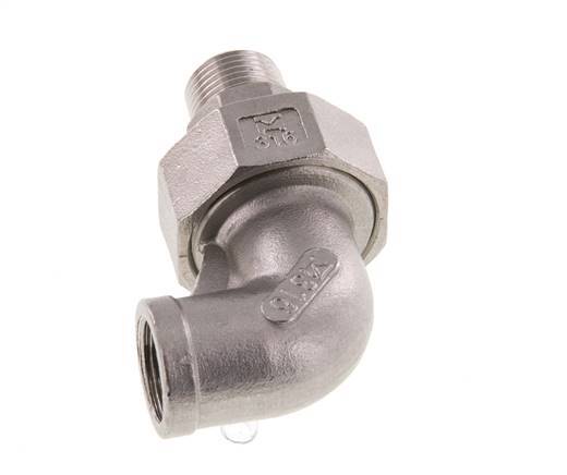 90 Grad abgewinkeltes Verbindungsstück 3/8'' Außengewinde R x Innengewinde Rp Edelstahl konische Dichtung 16bar (224.8psi)