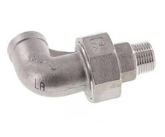 90deg Angled Union Connector 3/8'' Male R x Female Rp Stainless Steel Flat Seal PTFE 16bar (224.8psi)