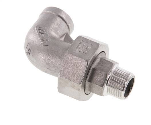 90 Grad abgewinkelter Verschraubungsanschluss 3/8'' Außengewinde R x Innengewinde Rp Edelstahl Flachdichtung PTFE 16bar (224.8psi)
