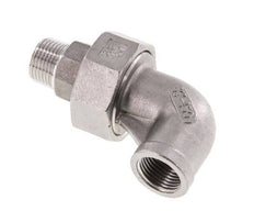 90 Grad abgewinkelter Verschraubungsanschluss 3/8'' Außengewinde R x Innengewinde Rp Edelstahl Flachdichtung PTFE 16bar (224.8psi)