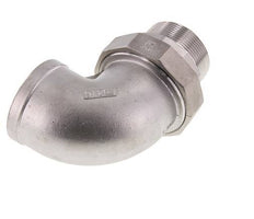 90 Grad abgewinkelter Verschraubungsanschluss 2'' Außengewinde R x Innengewinde Rp Edelstahl Flachdichtung PTFE 16bar (224.8psi)