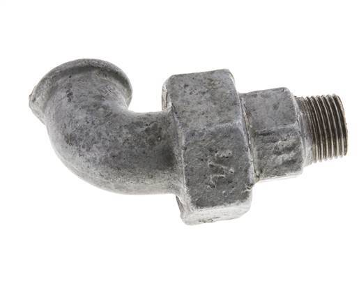 90deg Angled Union Connector 3/8'' Male R x Female Rp Cast Iron Flat Seal Centellen 25bar (351.25psi)