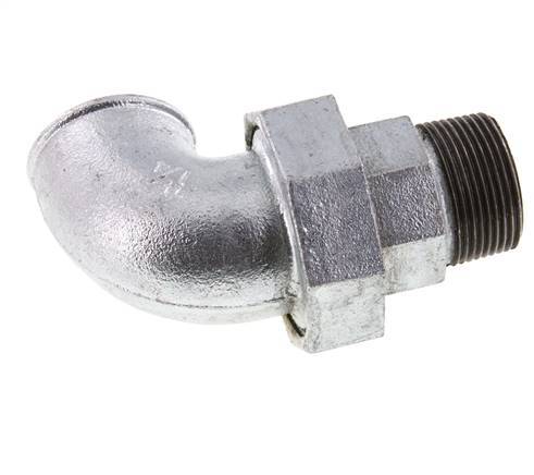 90 Grad abgewinkelte Verschraubung 1 1/4'' R x Rp Gusseisen Flachdichtung Centellen 25bar (351.25psi)