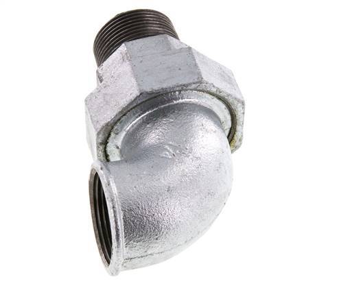 90 Grad abgewinkelte Verschraubung 1 1/4'' R x Rp Gusseisen Flachdichtung Centellen 25bar (351.25psi)