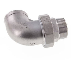 90 Grad abgewinkelter Verschraubungsanschluss 1 1/4'' Außengewinde R x Innengewinde Rp Edelstahl Flachdichtung PTFE 16bar (224.8psi)