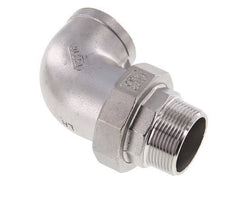 90 Grad abgewinkelter Verschraubungsanschluss 1 1/4'' Außengewinde R x Innengewinde Rp Edelstahl Flachdichtung PTFE 16bar (224.8psi)