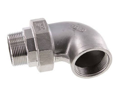 90 Grad abgewinkelter Verschraubungsanschluss 1 1/4'' Außengewinde R x Innengewinde Rp Edelstahl Flachdichtung PTFE 16bar (224.8psi)