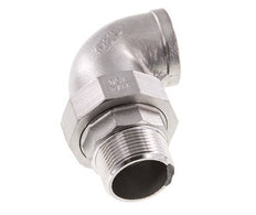 90 Grad abgewinkelter Verschraubungsstutzen 1 1/2'' Außengewinde R x Innengewinde Rp Edelstahl Flachdichtung PTFE 16bar (224.8psi)