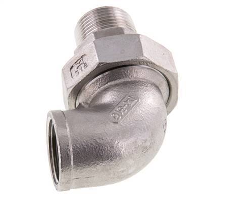 90 Grad abgewinkelter Verschraubungsstutzen 3/4'' Außengewinde R x Innengewinde Rp Edelstahl Flachdichtung PTFE 16bar (224.8psi)