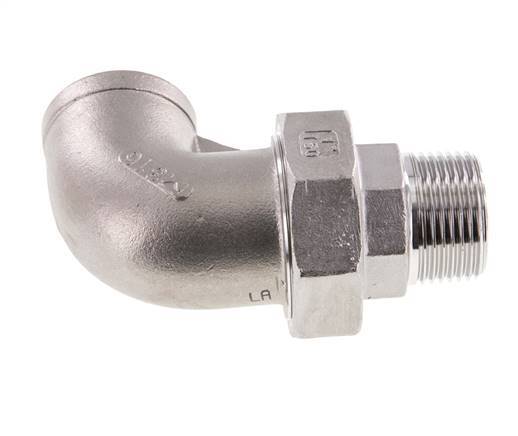 90 Grad abgewinkelter Verschraubungsanschluss 1'' Außengewinde R x Innengewinde Rp Edelstahl Flachdichtung PTFE 16bar (224.8psi)