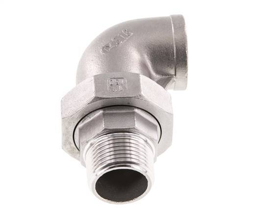 90 Grad abgewinkelter Verschraubungsanschluss 1'' Außengewinde R x Innengewinde Rp Edelstahl Flachdichtung PTFE 16bar (224.8psi)